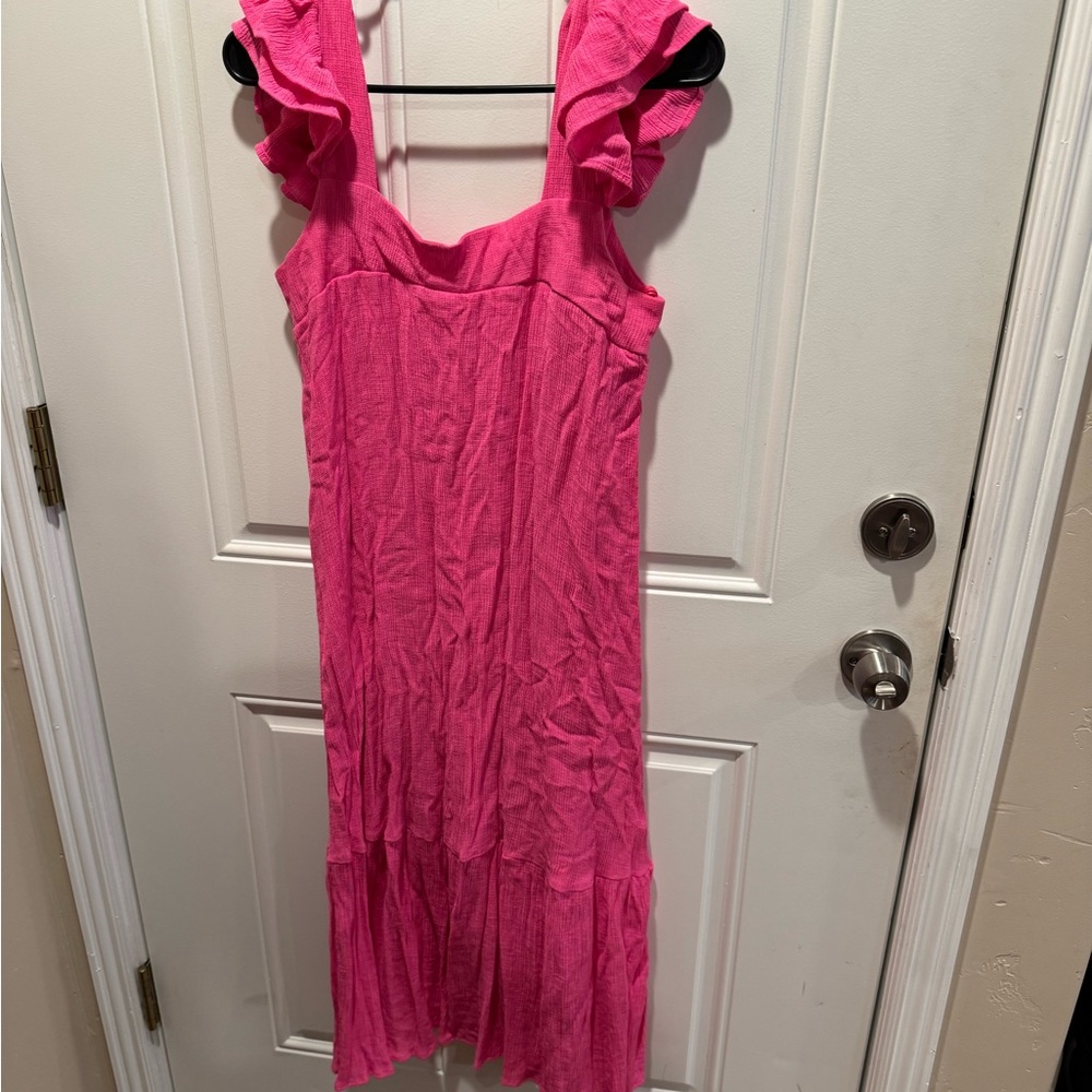 Pink midi dress - August Sky. Built-in slip.
